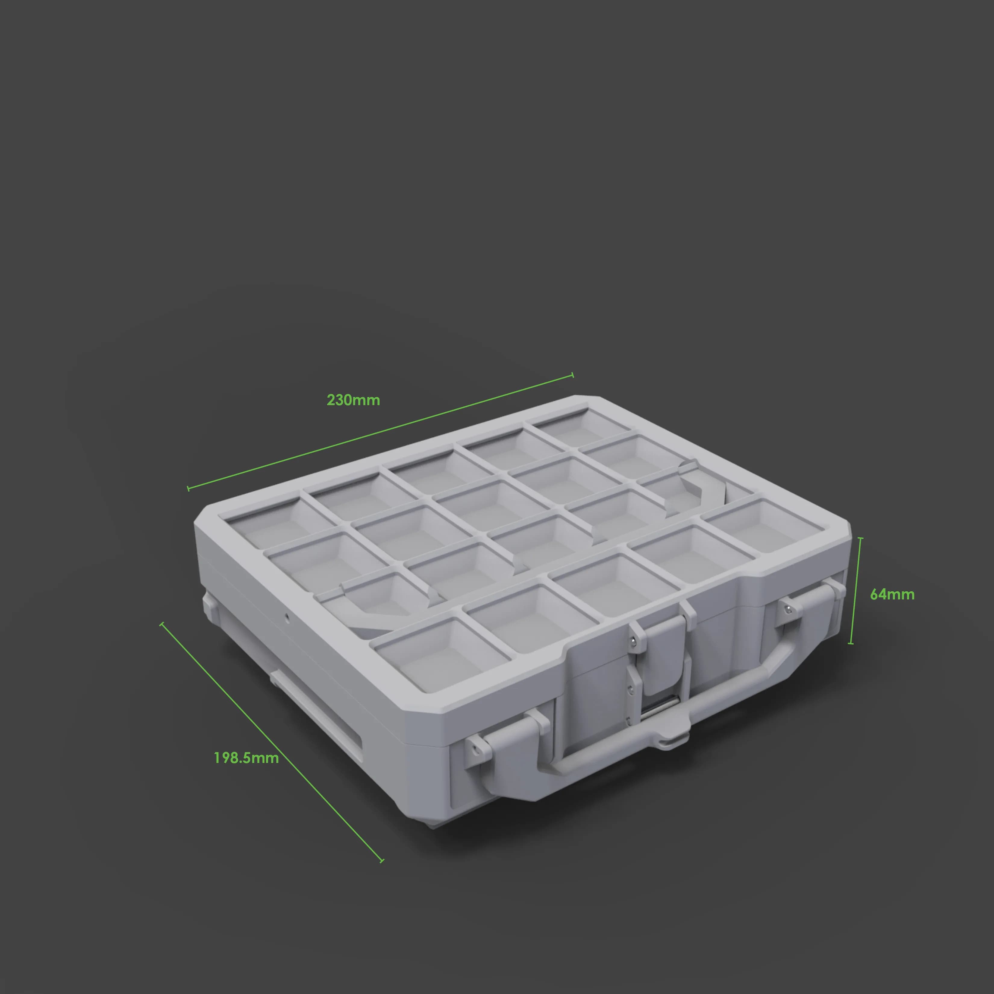 Graphite Modular storage boxes shown in different heights for size comparison
